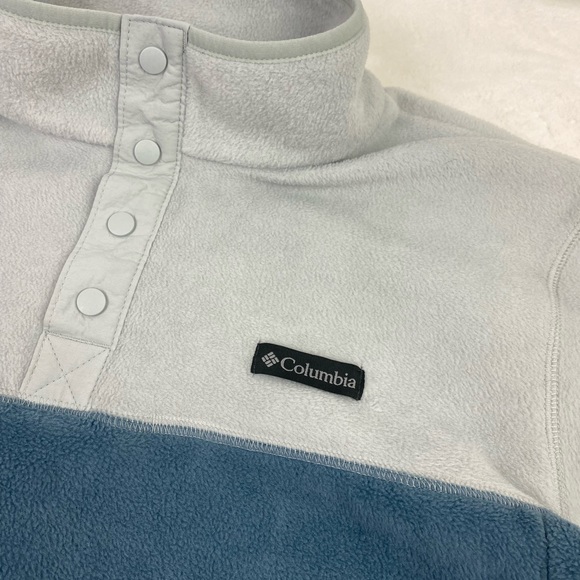 Columbia Womens Pullover Large Benton Springs Quarter Snap Fleece Blue Soft - Picture 3 of 5